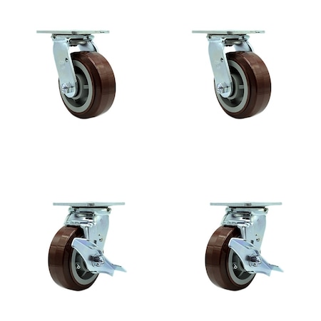 Service Caster Tool Box Caster Wheel Set 5'' Maroon Polyurethane Swivel Casters, 4PK TOOL-SCC-30CS520-PPUR-2-TLB-2